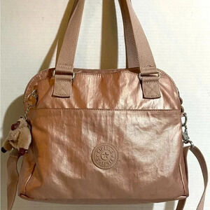 Kipling pink nylon satchel handbag